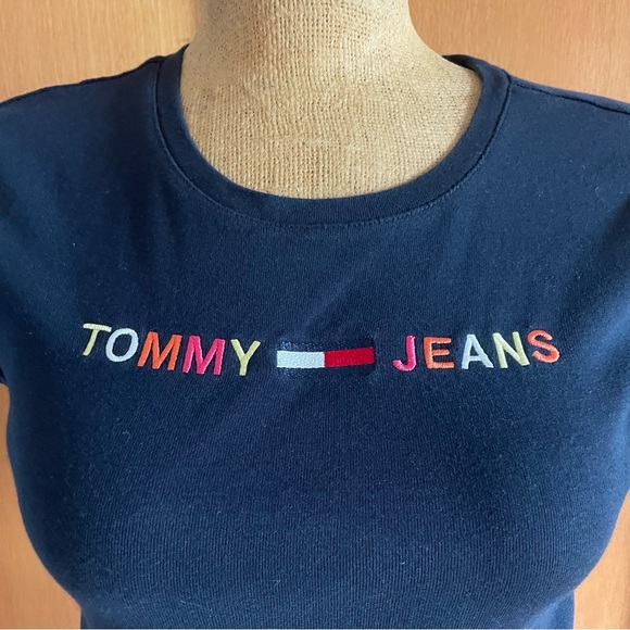 Tommy Hilfiger Navy Blue Women's Top size medium (looks small see measurements - Picture 3 of 5